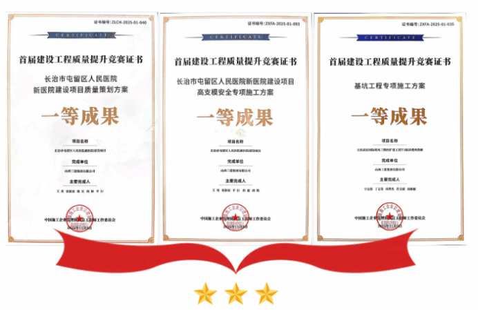 山西建投三建集团三项成果斩获首届建设工程质量提升竞赛一等成果